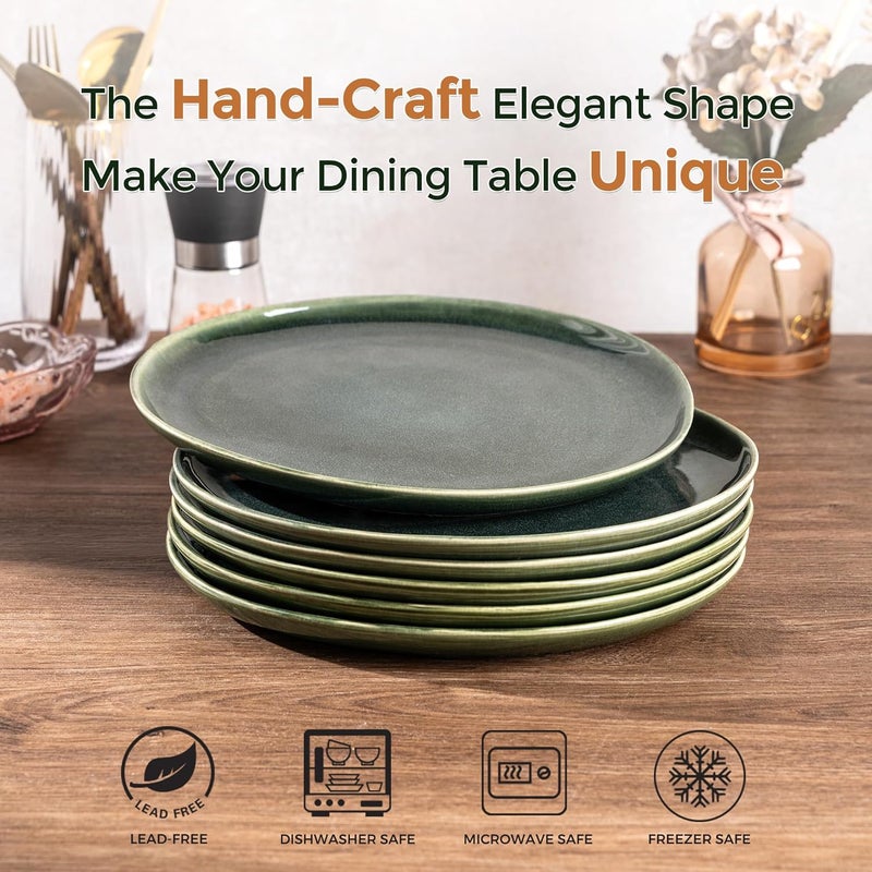 AmorArc Ceramic Plates Set of 6,8.5 Inch Handmade Reactive Glaze Stoneware Plates set for Dessert,Salad,Appetizer,Small Dinner Plates,Microwave & Dishwasher Safe,Scratch Resistant - Image 3