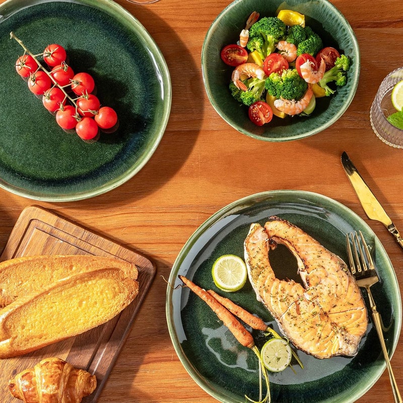 AmorArc Ceramic Plates Set of 6,8.5 Inch Handmade Reactive Glaze Stoneware Plates set for Dessert,Salad,Appetizer,Small Dinner Plates,Microwave & Dishwasher Safe,Scratch Resistant - Image 4