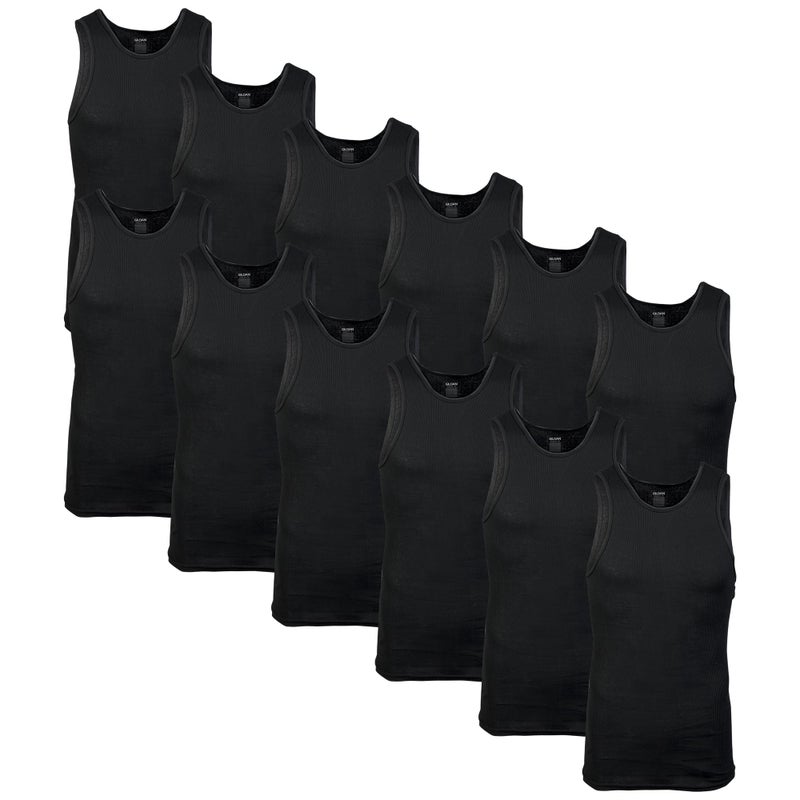 Gildan Men's A-Shirt Tanks, Multipack, Style G1104, Black (12-Pack), X-Large - Image 5