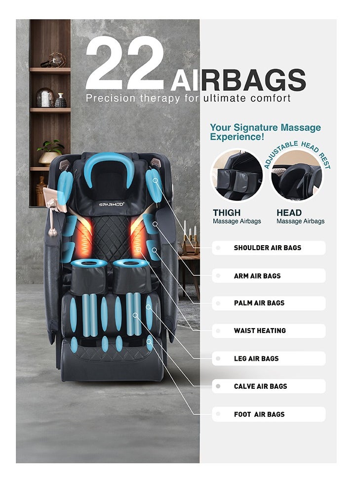 Sparnod Fitness - Sparnod Fitness New Deluxe Plus Massage Chair Recliner: Featuring 22 Fixed Massage Balls, 22 Airbags, Back Heat Therapy, Zero Gravity, Foot Massage, LCD Display, Bluetooth Speakers - Image 1