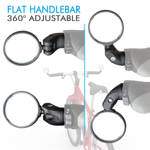 BriskMore 1 Pair Black Drop Bar Rearview Bike Mirror, 2" /50CM HD Wide View Convex Mirrors for Cyclists, Safety Glass Bicycle Mirror Both For Left& Righ Side for Road Bikes - Image 5