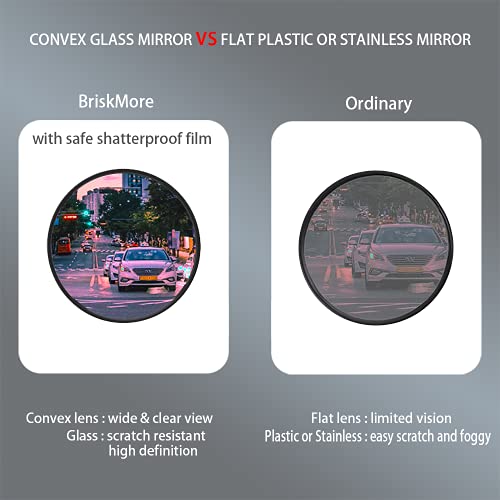 BriskMore 1 Pair Black Drop Bar Rearview Bike Mirror, 2" /50CM HD Wide View Convex Mirrors for Cyclists, Safety Glass Bicycle Mirror Both For Left& Righ Side for Road Bikes - Image 3