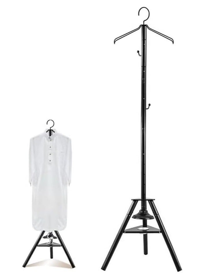LIXES Clothes Incense Burner Stand long bakhoor burner stand hanger with cloth hooks and holes for steaming clothes, Foldable Metal Frame Hanging Organizer for Coats, Garments and other (Black) - Image 1