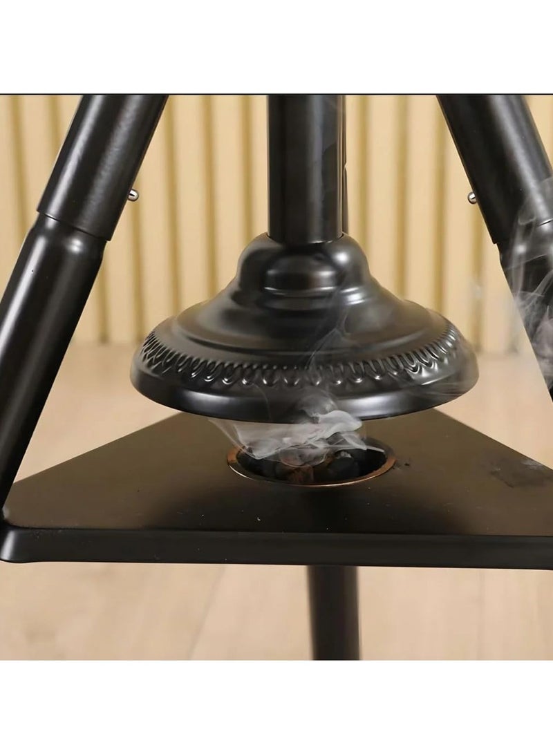 LIXES Clothes Incense Burner Stand long bakhoor burner stand hanger with cloth hooks and holes for steaming clothes, Foldable Metal Frame Hanging Organizer for Coats, Garments and other (Black) - Image 3