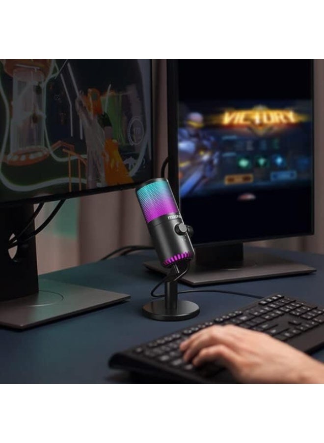 ماونو ميكروفون ألعاب USB DM30 RGB، ميكروفون كوندنسر للكمبيوتر قابل للبرمجة مع إضاءة RGB، كتم سريع، تحكم في الحساسية، ومراقبة بدون تأخير للبث، البودكاست، تويتش، يوتيوب، ديسكورد، PS5، PS4، والكمبيوتر - Image 2