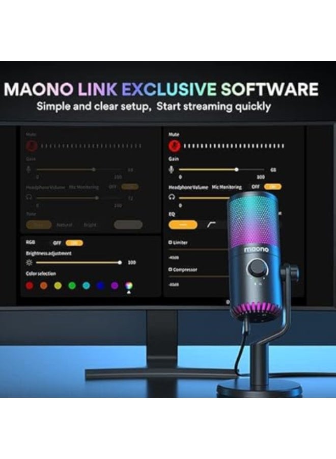 ماونو ميكروفون ألعاب USB DM30 RGB، ميكروفون كوندنسر للكمبيوتر قابل للبرمجة مع إضاءة RGB، كتم سريع، تحكم في الحساسية، ومراقبة بدون تأخير للبث، البودكاست، تويتش، يوتيوب، ديسكورد، PS5، PS4، والكمبيوتر - Image 5