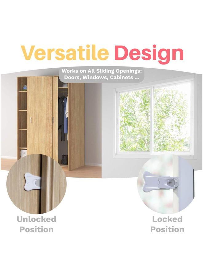 قفل باب منزلق لسلامة الأطفال، أقفال مقاومة للأبواب الزجاجية والنوافذ والخزائن، أمان لجميع فتحات منزلك، لا حاجة لأدوات - Image 5