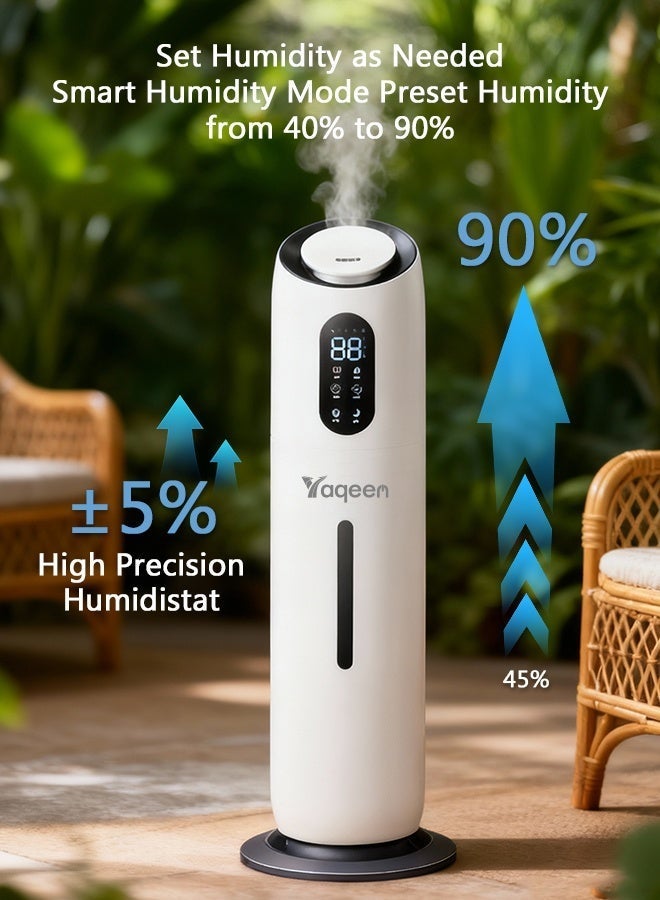 Yaqeen Humidifiers For Large Room Bedroom, Adjustable Mist 9L Top Fill Ultrasonic Cool Mist Humidifier With Aroma Box 360° Nozzle Humidity Control Timer Auto Shut-Off Quiet Operation, Air Humidifier For Baby Home Office & Plants(White) - Image 4