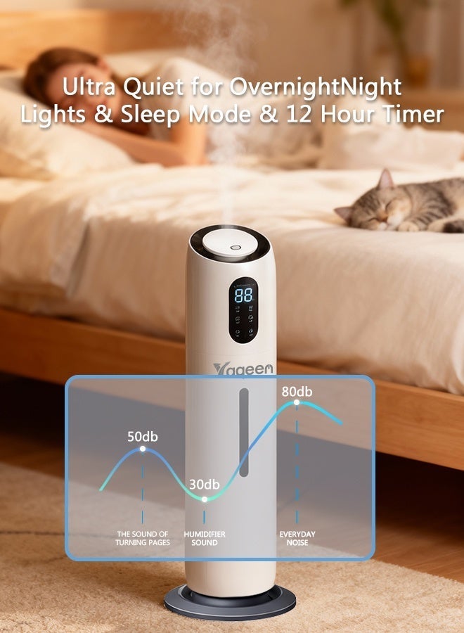 Yaqeen Humidifiers For Large Room Bedroom, Adjustable Mist 9L Top Fill Ultrasonic Cool Mist Humidifier With Aroma Box 360° Nozzle Humidity Control Timer Auto Shut-Off Quiet Operation, Air Humidifier For Baby Home Office & Plants(White) - Image 5