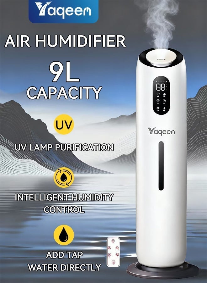 Yaqeen Humidifiers For Large Room Bedroom, Adjustable Mist 9L Top Fill Ultrasonic Cool Mist Humidifier With Aroma Box 360° Nozzle Humidity Control Timer Auto Shut-Off Quiet Operation, Air Humidifier For Baby Home Office & Plants(White) - Image 1