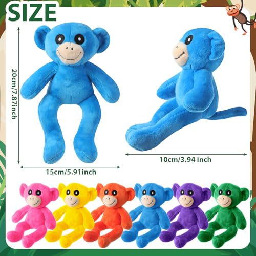 Syhood 6 Pcs Neon Stuffed Animal Monkeys for Kid Valentines Day Stuffers 78 Inch Rainbow Jungle Party Favors Monkeys Plush Toys for Kids Safari Birthday Party Supplies - Image 5