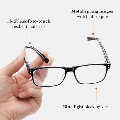 EYECEDAR 4-Pack Reading Glasses for Men Blue Light Blocking Readers for Men Women Adjustable Metal Spring Hinges Eyeglasses 1.00 - Image 4