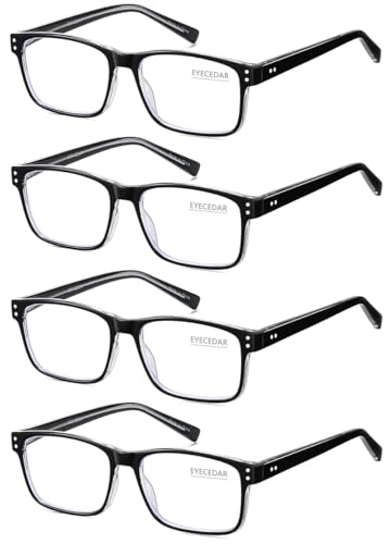 EYECEDAR 4-Pack Reading Glasses for Men Blue Light Blocking Readers for Men Women Adjustable Metal Spring Hinges Eyeglasses 1.00 - Image 1