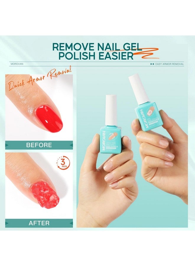 Morovan Gel Polish Remover Kit: Gel Nail Polish Remover Set with Latex Tape Peel Off Liquid with Peeler Cuticle Oil Nail File Cuticle Pusher Cleaner Easy & Effective Gel Polish in 3-5 Minutes. - Image 3