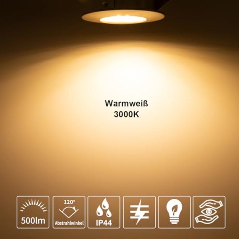 LED Lighting Recessed Spotlight Flat 30mm IP44 Bathroom Ceiling Spotlight 230V Set 5W Warm White 3000K 500lm Recessed Spotlights Round Nickel LED Lights, Pack of 6 - Image 5