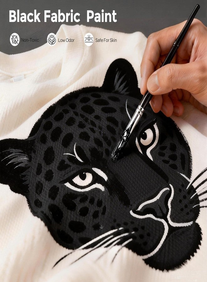 نيكبرو طلاء نيكبرو الأسود للأقمشة، 120 مل (4 أونصة) طلاء دائم للأقمشة، غني بالأصباغ، غير سام، طلاء ناعم للملابس، مناسب للأعمال اليدوية مثل التيشيرتات والجينز، وتجديد تنجيد الأثاث. - Image 2