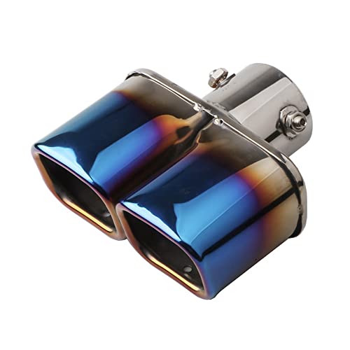 OtpOutopa Dual Exhaust Tips 2.5 inch Inlet, Universal Stainless Exhaust Square Dual Tip Car Exhaust Pipe Modification Tail Throat Tail Pipe Muffler Tip (Straight,Baked Blue) - Image 5