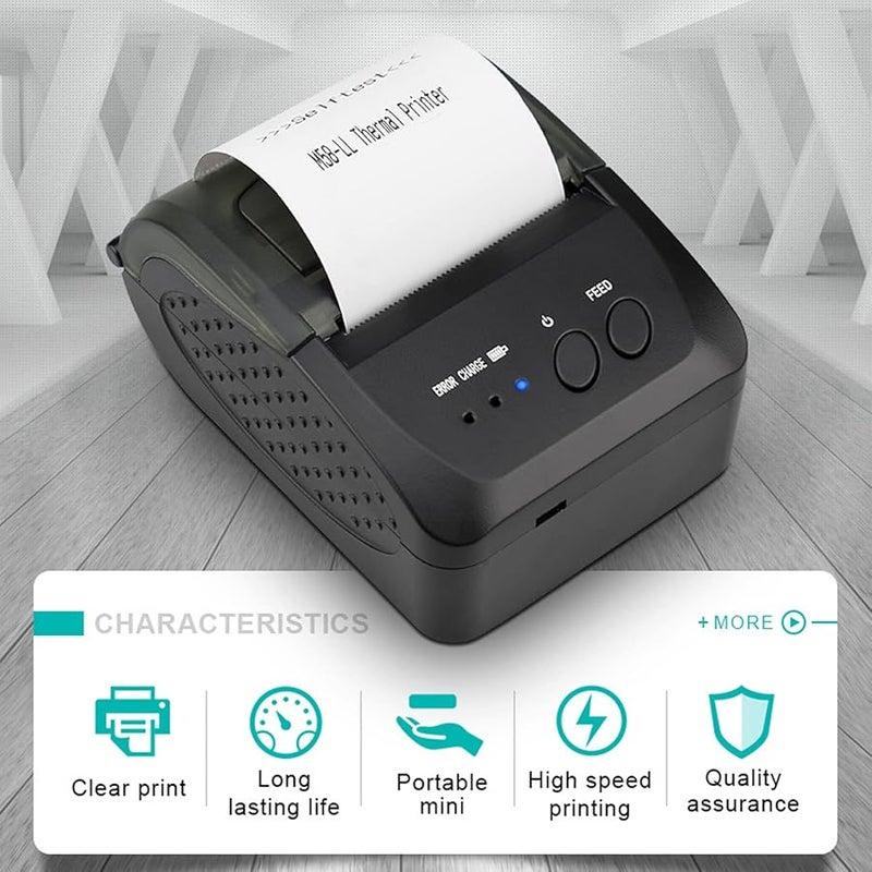 Thermal Receipt Printer Bluetooth 58mm Mini POS Printer 90mm s High Speed Printing For Restaurant Retail - Image 3