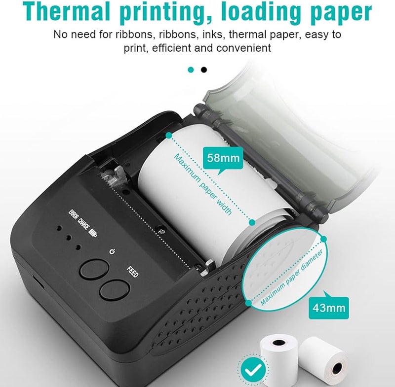 Thermal Receipt Printer Bluetooth 58mm Mini POS Printer 90mm s High Speed Printing For Restaurant Retail - Image 4