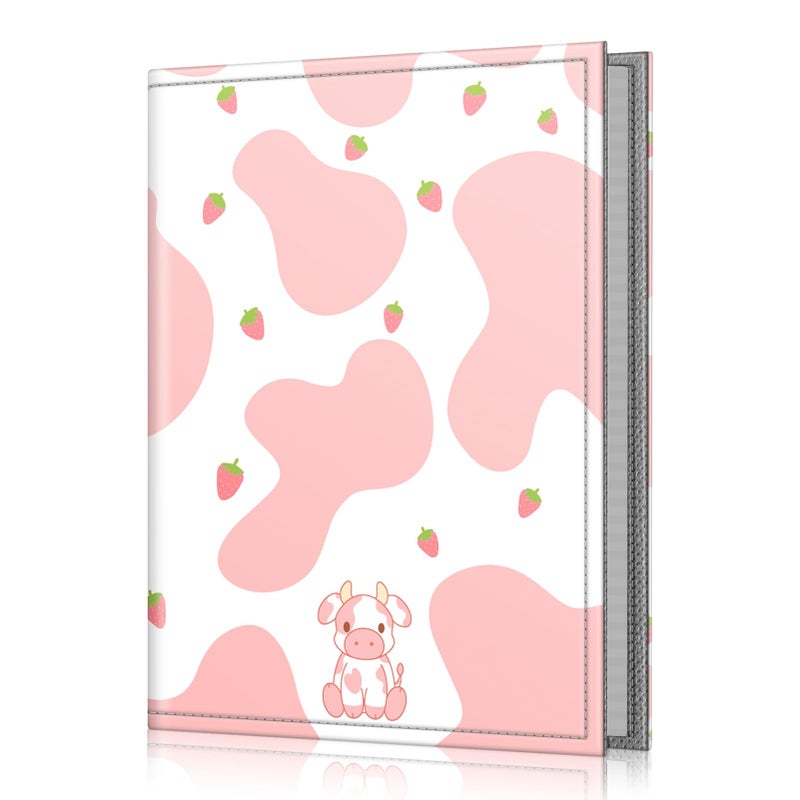 Fintie Fintie Photo Album 4x6 Photos - 52 Photos Small Mini Capacity Premium Vegan Leather Cover Photo Album  Portable Wallet Photo Album for Family Wedding Boys Girls  Strawberry Cow - Image 1