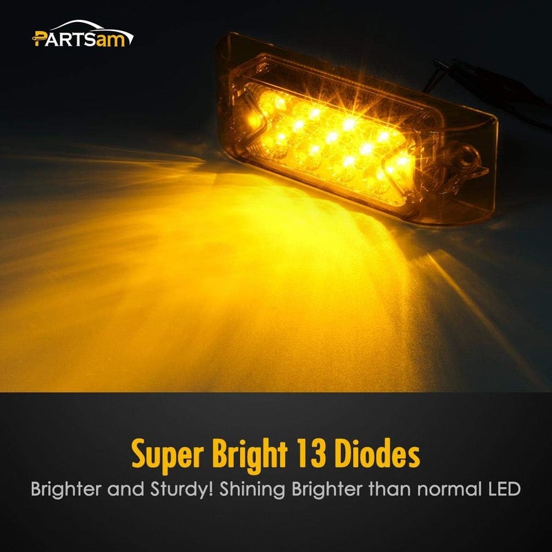 Partsam Amber Lens 2" x 6" Rectangular 13 Diode LED Marker Light with Reflector (Pack of 10) - Image 3