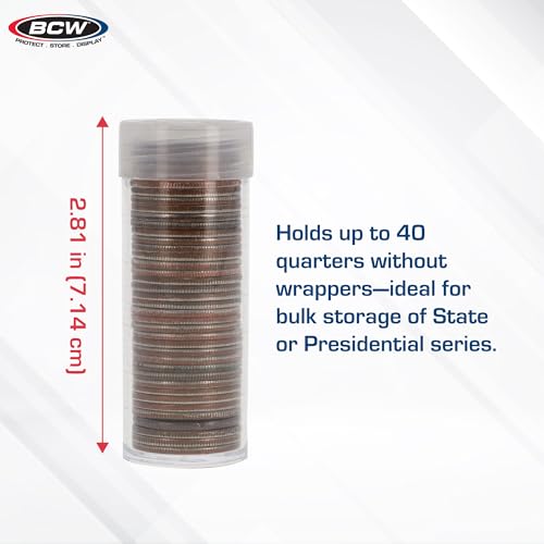 BCW Quarter Coin Storage Tubes - 10 Pack | Archival Quality Plastic Coin Holders, Screw-On Caps | Long-Term Coin Storage - Image 3