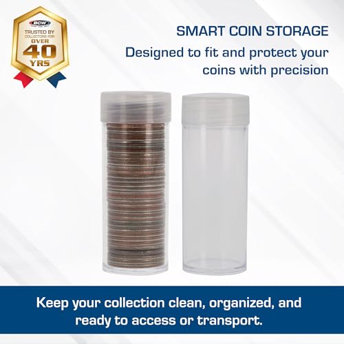 BCW Quarter Coin Storage Tubes - 10 Pack | Archival Quality Plastic Coin Holders, Screw-On Caps | Long-Term Coin Storage - Image 2