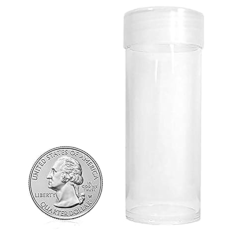 BCW Quarter Coin Storage Tubes - 10 Pack | Archival Quality Plastic Coin Holders, Screw-On Caps | Long-Term Coin Storage - Image 1