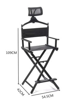 Meishida Foldable Makeup Chair Portable Director Chair with Headrest Lightweight Artist Chair Black  - Image 2
