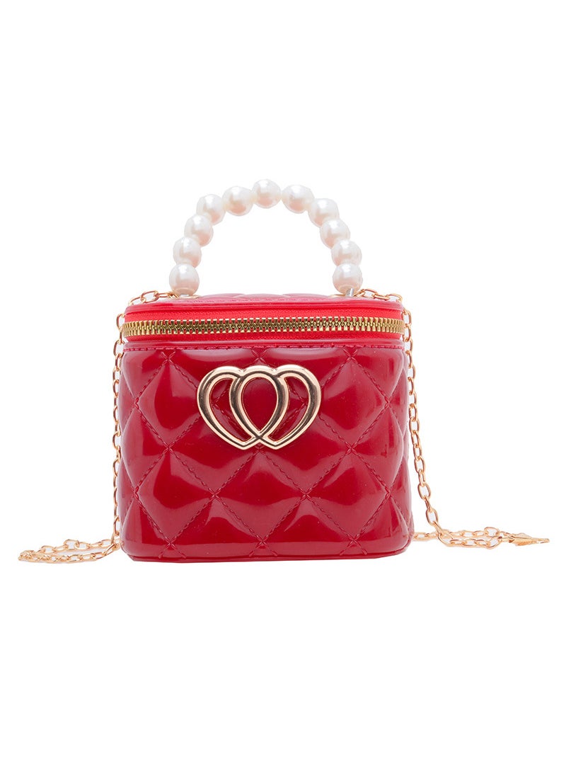 Generic Fashionable 2024 New Childrens Handbag Pearl Small Size Womens Backpack Spring Summer Jelly Makeup Bag Motorcycle Equipment Ac Red 