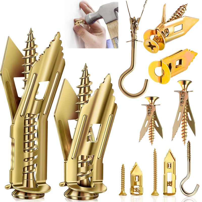 MEILLYOCEAN 210Pcs Self Drilling Drywall Anchors with Screws Kit, Heavy Duty Zinc Plated Steel Expansion Anchors & Screws (3 Sizes), No Drill Needed for TV, Shelf, Mirror, Cabinet, Picture Frame Mounting - Image 1