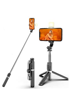 Portable Selfie Stick Tripod with Light with Detachable Bluetooth Remote,41 Inch Extendable Tripod Compatible with IPhone 13 Pro/12/11 Pro/Max/XS/XR/X and Samsung Galaxy S10/S9 Plus