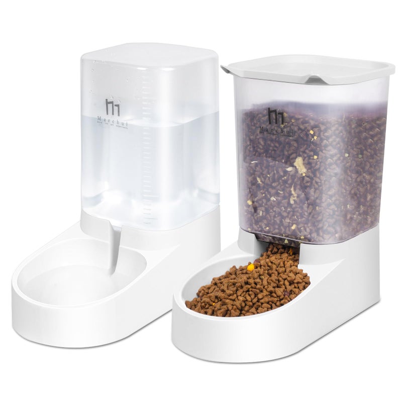Marchul Dog Feeder, Gravity Cat Feeder and Water Dispenser Set, Automatic Pet Food Bowl and Waterer Large Capacity for Small Medium Pets Puppy Kitten Rabbit (1 Gallon / 3.8L) - Image 1
