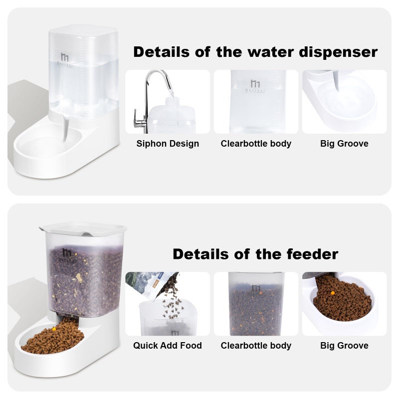 Marchul Dog Feeder, Gravity Cat Feeder and Water Dispenser Set, Automatic Pet Food Bowl and Waterer Large Capacity for Small Medium Pets Puppy Kitten Rabbit (1 Gallon / 3.8L) - Image 3