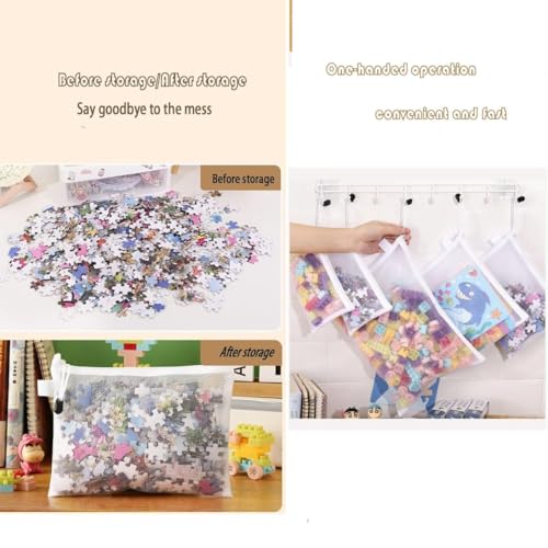 TOMATUS® Clear Cosmetic Bag, Hanging Mesh Toy Organizer Bags, Zipper Storage Pouches for Building Blocks, Puzzle Pieces & Baby Items, Wall Mounted Storage Solution (A6, 4PCS) - Image 5
