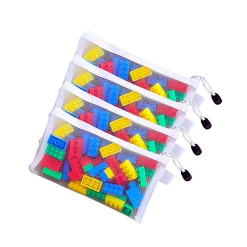 TOMATUS® Clear Cosmetic Bag, Hanging Mesh Toy Organizer Bags, Zipper Storage Pouches for Building Blocks, Puzzle Pieces & Baby Items, Wall Mounted Storage Solution (A6, 4PCS) - Image 1