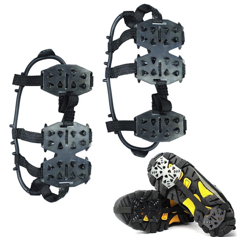 GUSTAVE ® 1 Pair Crampons for Shoes, Traction Cleats Ice Snow Grips for Women Men with 24 Steel Spikes, Shoe Talons Anti Slip Boots Spikes for Hiking, Fishing, Climbing Mountaineering, L - Image 1