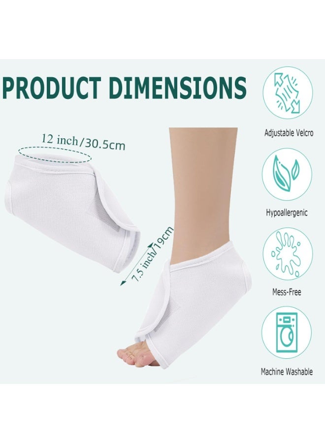 Castor Oil Pack Wrap for Ankle 2pcs, Adjustable Ankle Wrap for Plantar Fasciitis Relief, Reusable Plantar Fasciitis Brace Castor Oil Compress for Women & Men Ankle Support, White - Image 5