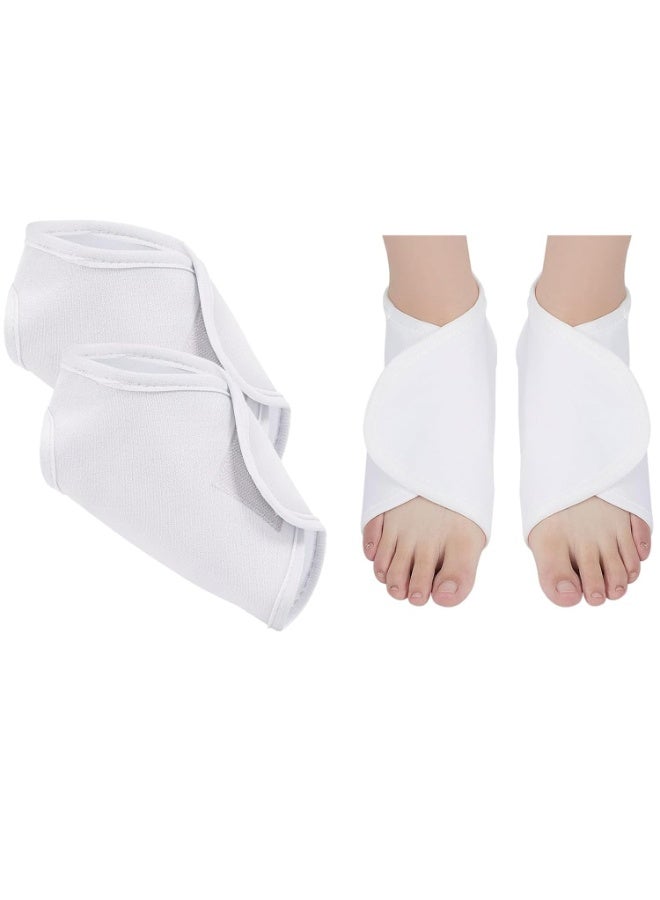 Castor Oil Pack Wrap for Ankle 2pcs, Adjustable Ankle Wrap for Plantar Fasciitis Relief, Reusable Plantar Fasciitis Brace Castor Oil Compress for Women & Men Ankle Support, White - Image 1