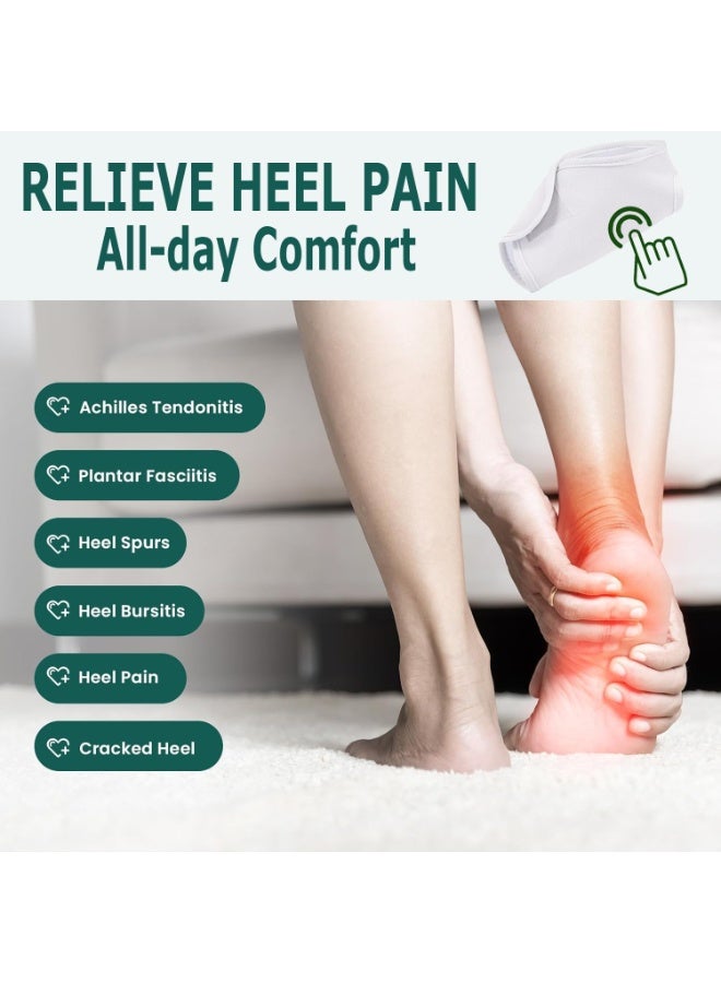 Castor Oil Pack Wrap for Ankle 2pcs, Adjustable Ankle Wrap for Plantar Fasciitis Relief, Reusable Plantar Fasciitis Brace Castor Oil Compress for Women & Men Ankle Support, White - Image 3