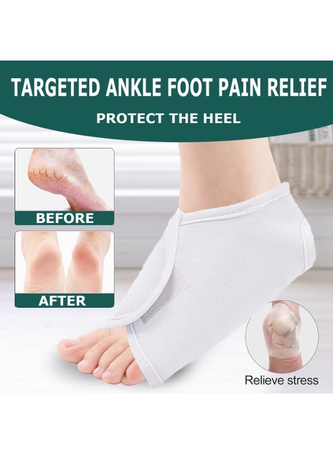 Castor Oil Pack Wrap for Ankle 2pcs, Adjustable Ankle Wrap for Plantar Fasciitis Relief, Reusable Plantar Fasciitis Brace Castor Oil Compress for Women & Men Ankle Support, White - Image 4