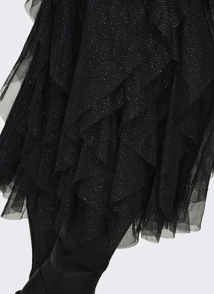 ONLY  Elastic waistband Glitter Frill Midi Skirt for Women | Best Price UAE