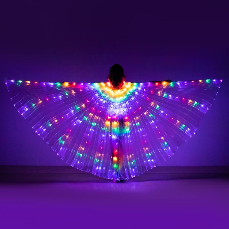 iMucci LED Lights Belly Dance Isis Wings Bellydance Glow Angel dance Wings with Telescopic Sticks Flexible Rods for Adults and Child Multicolor - Image 4