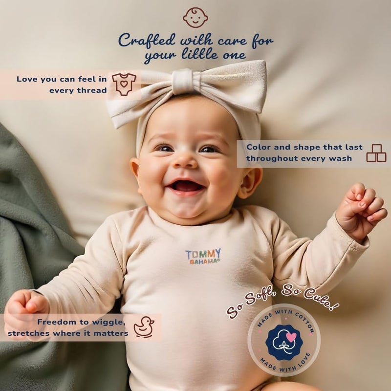 Tommy Bahama Baby 5-Piece Onesie Set - 100% Cotton Long Sleeve Bodysuit 5-Pack for Infant Boys and Girls - Image 5