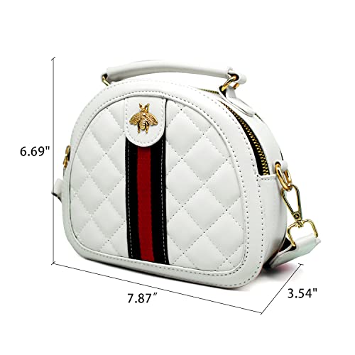 Beatfull Designer Bee Crossbody Bags for Women Stylish Round Quilted Shoulder Purse Small Leather Top Handle Cross Body Handbag - Image 4