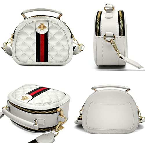 Beatfull Designer Bee Crossbody Bags for Women Stylish Round Quilted Shoulder Purse Small Leather Top Handle Cross Body Handbag - Image 5