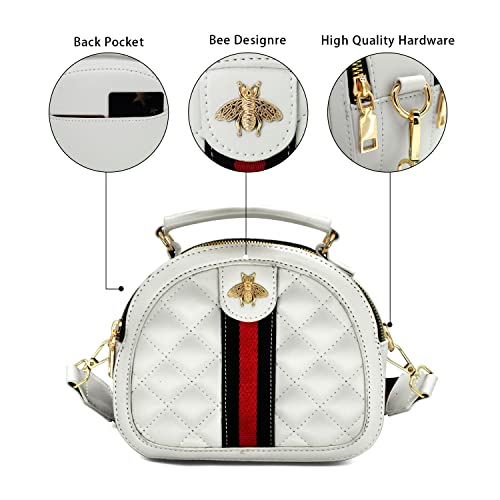Beatfull Designer Bee Crossbody Bags for Women Stylish Round Quilted Shoulder Purse Small Leather Top Handle Cross Body Handbag - Image 3