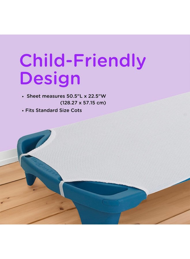 Children's Factory Angeles Angels Fitted Cot Sheet with Elastic Straps, Standard Size, Preschool, Daycare Bedding, White - Image 3