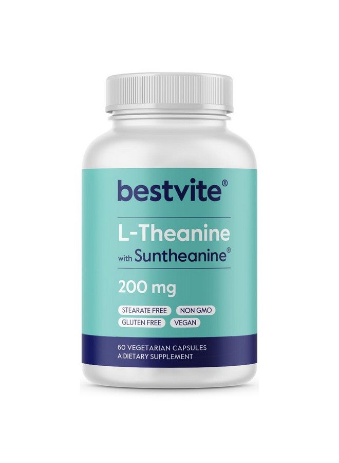 BESTVITE BESTVITE L-Theanine 200mg with Patented and Clinically Studied Suntheanine (60 Vegetarian Capsules) - No Stearates - Vegan - Non GMO - Gluten Free - Image 1