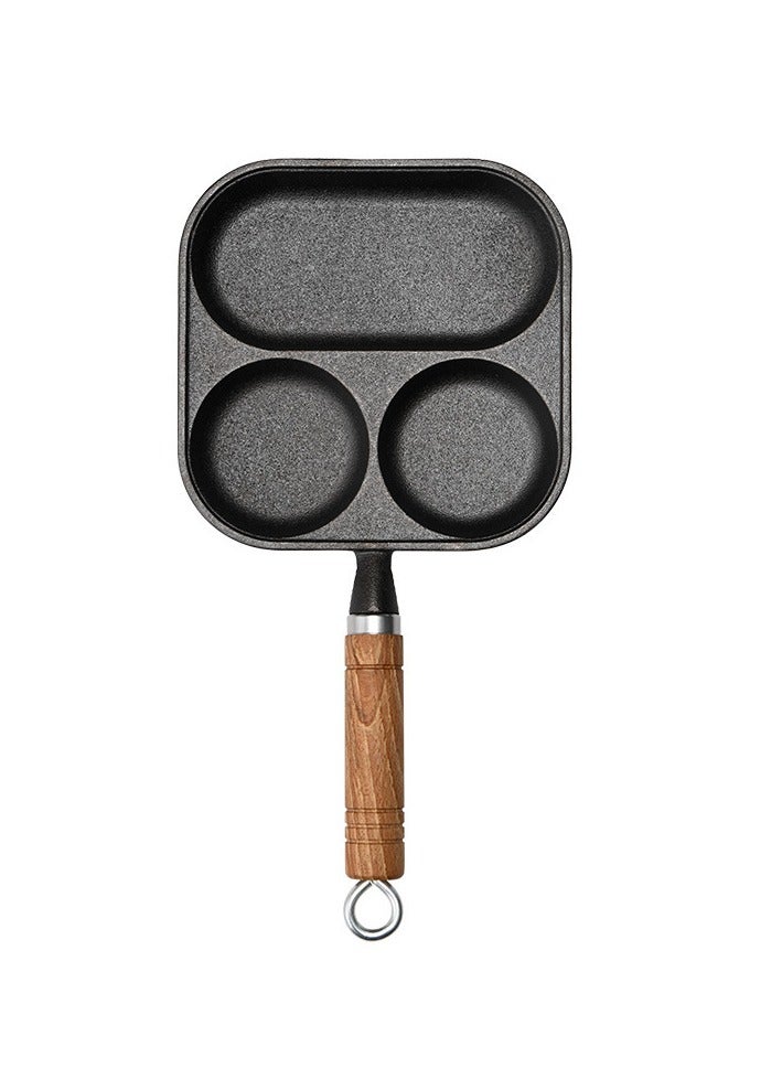 Japanese three-in-one breakfast pan omelette pan egg burger pan uncoated non-stick pan cast iron omelette artifact  - Image 1